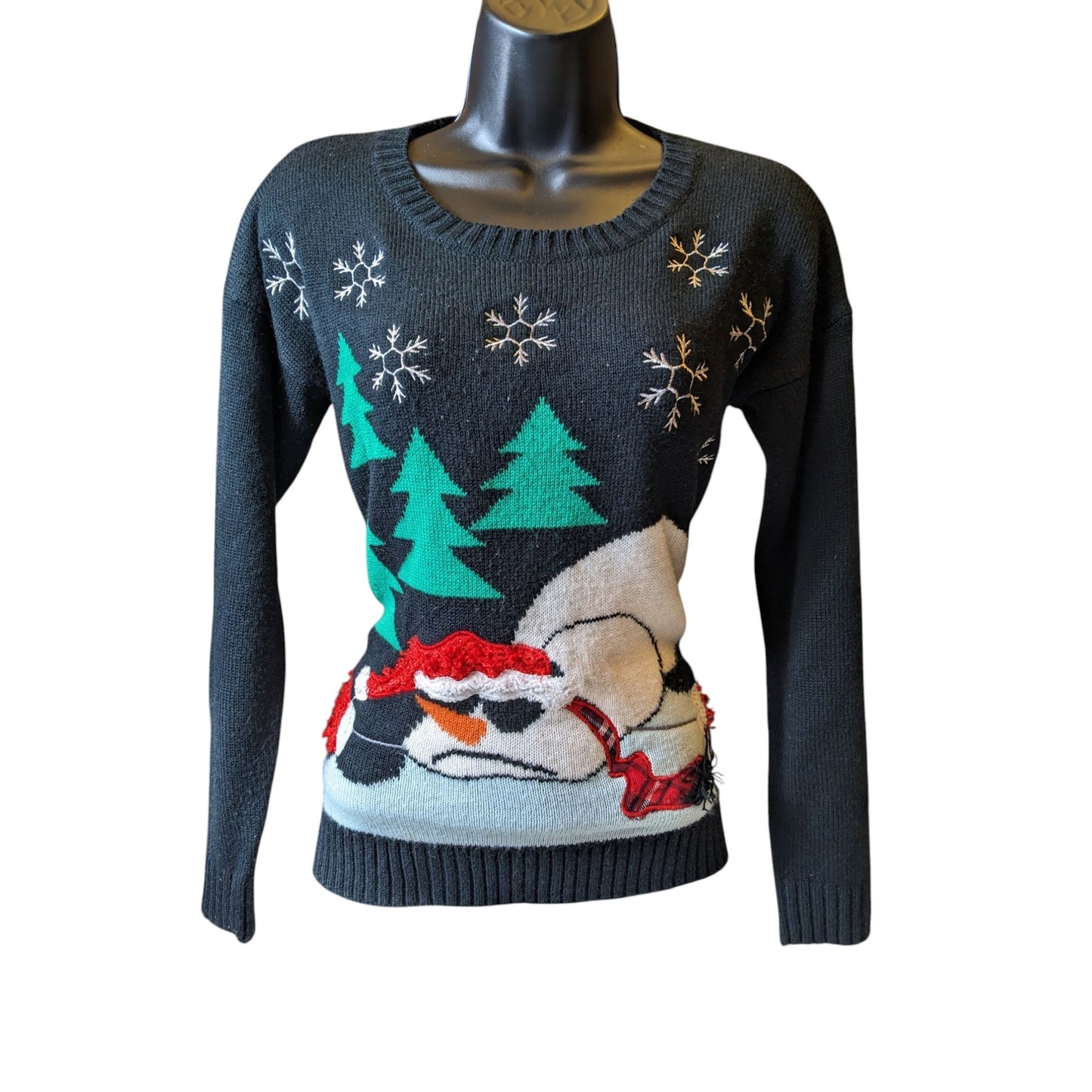 United States Sweaters Ugly Christmas Women Small Funny Snowman Holiday Pullover