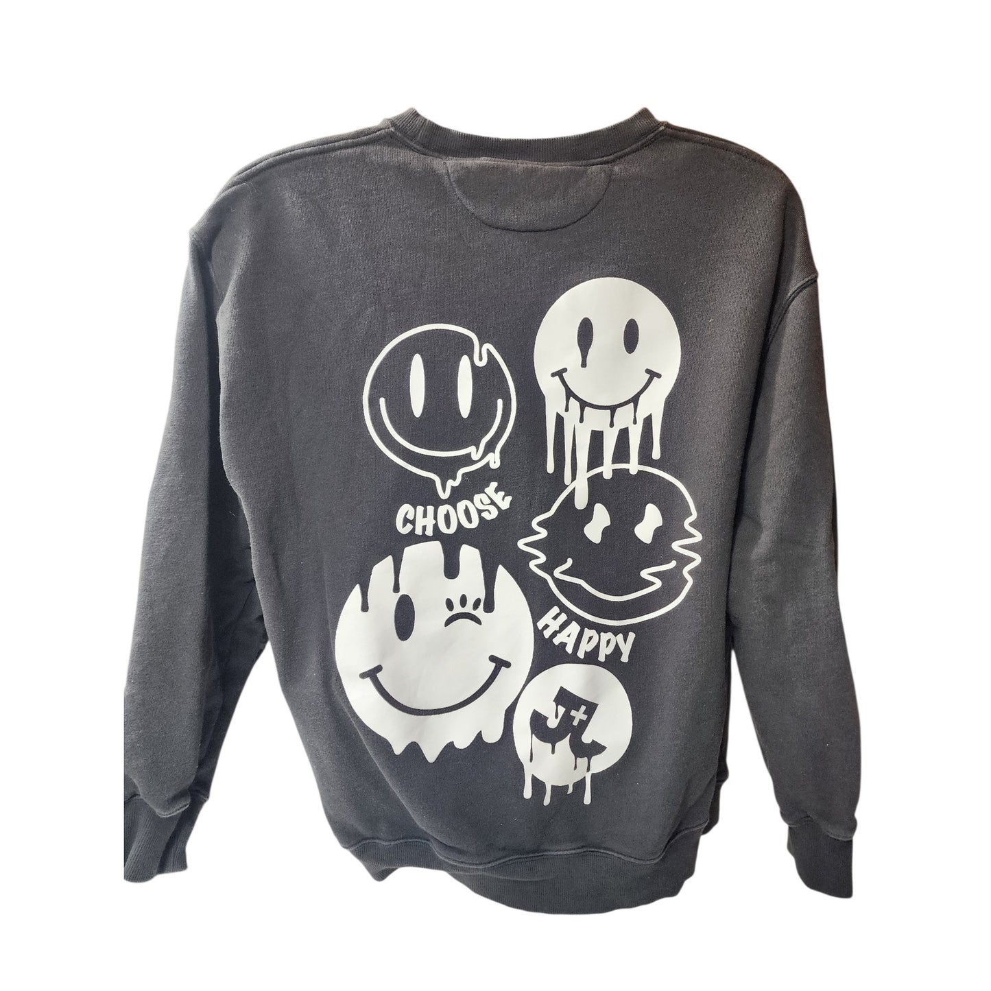 Jo+Jax Presley Choose Happy Sweatshirt XS Oversized XL Smiley Faces Street Dance