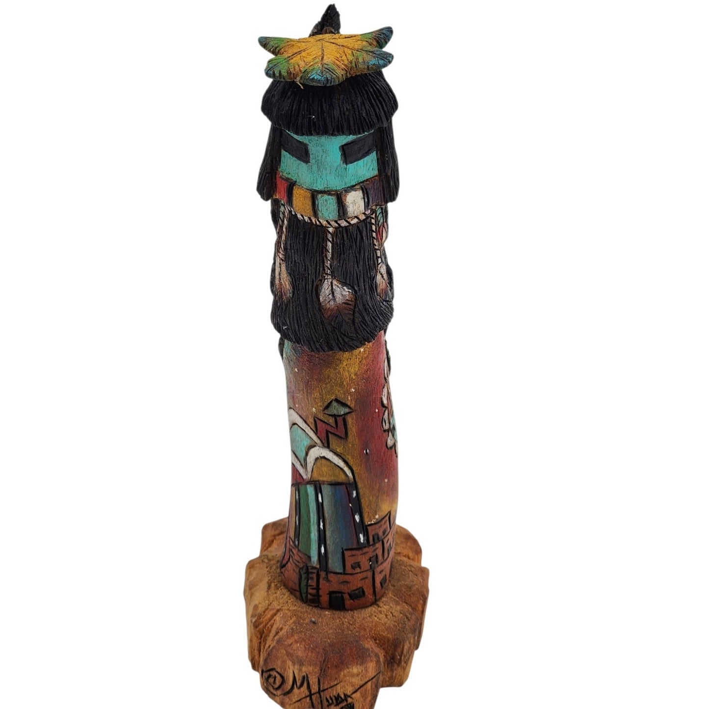 Kachina Long Hair Katsina Signed M. Huma Tewa Hopi First Mesa Native American 8"