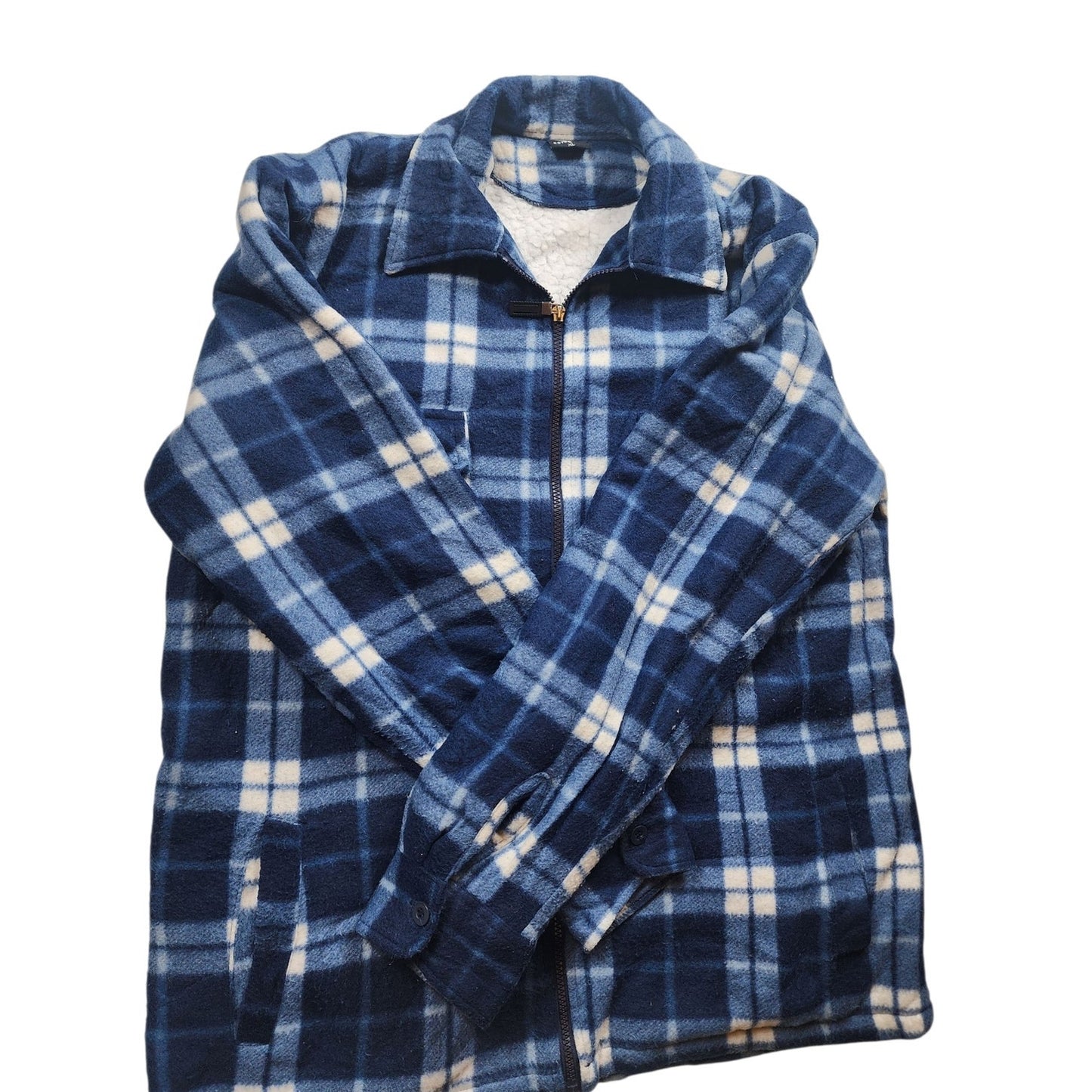 Estrellas Fleece Shirt Jacket Men XL Plaid Zip Sherpa Shacket Flannel Lumberjack