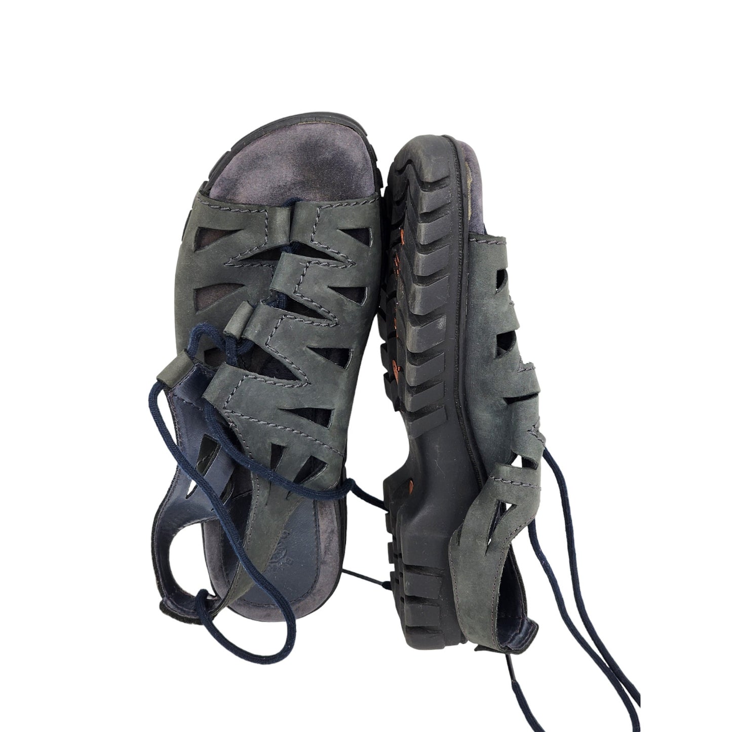 Earth Shoe Sandals Womens Size 10 Gray Leather Upper Strappy Outdoor Elm 3832590
