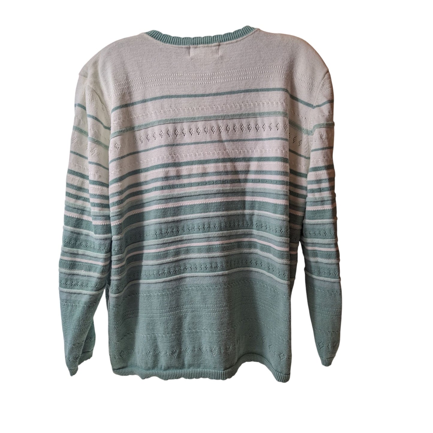 Alfred Dunner Cardigan Women 2X Knit Sweater Striped Ramie Button Front Layering