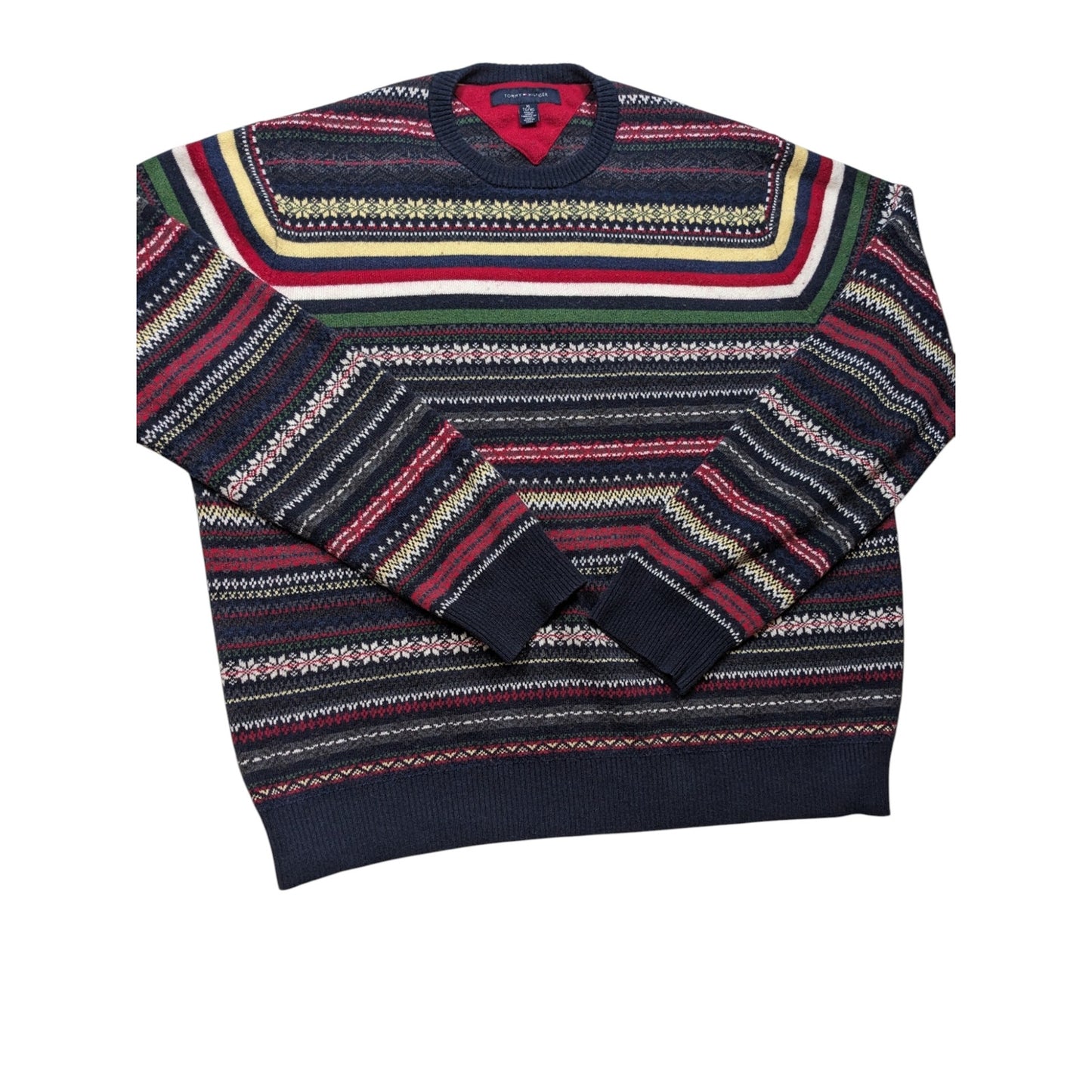 Tommy Hilfiger Sweater XL Fair Isle Nordic Style Crewneck Grandpa Knit Pullover