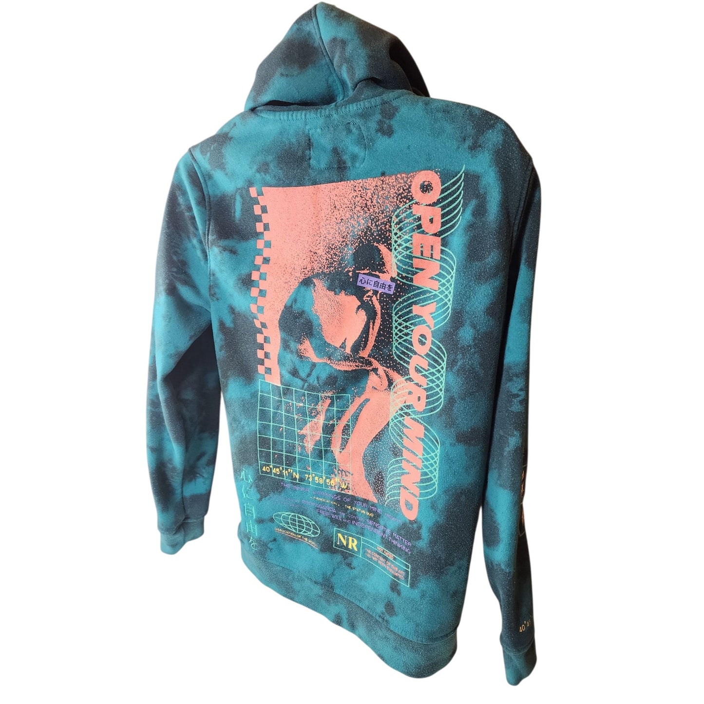 Brooklyn Cloth Hoodie Men Medium Women Large Tie Dye Graphic Open Your Mind Tech