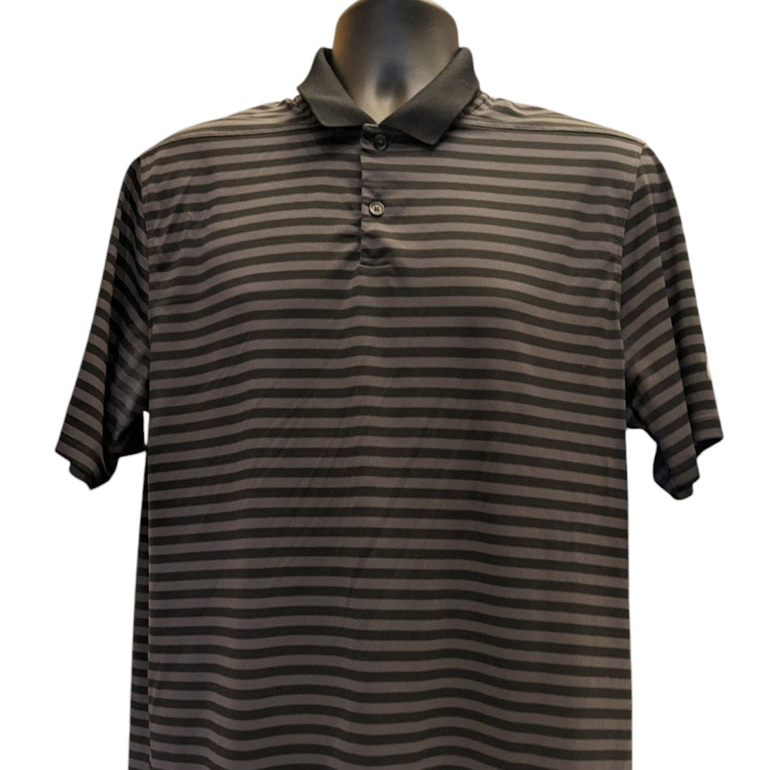 Nike Golf Dri Fit Polo Shirt Men Large Stripe Performance Short Sleeve Perform