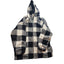 Buffalo Check Sherpa Fleece Jacket Large Black White Plaid Zip Hooded Coat Cozy