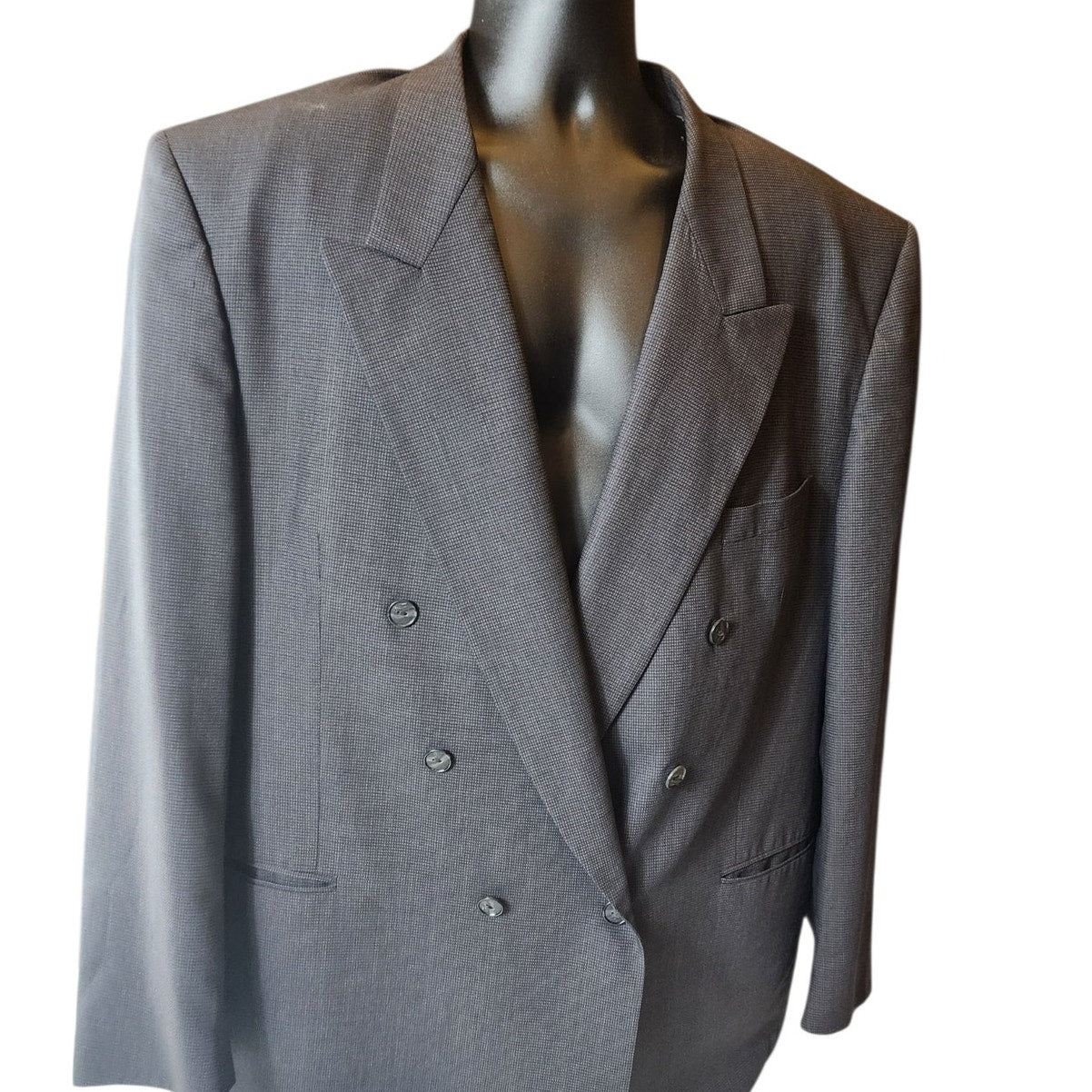 Cedrics Le Baron Blazer 48L Wool Double Breasted Gray Sport Coat Jacket Vintage