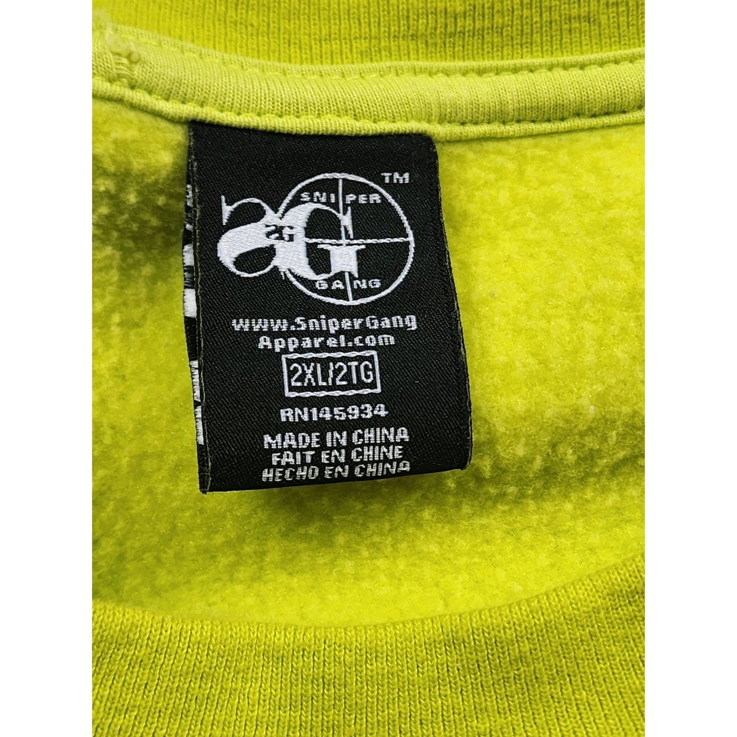 Sniper Gang Sweatshirt Men XL Women 2XL Safety Green Streetwear Pullover Hip Hop