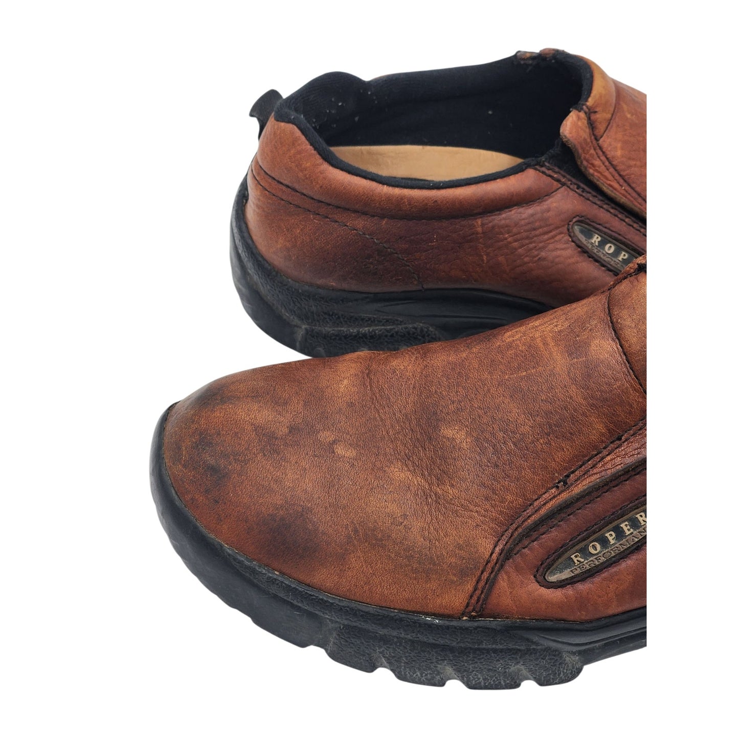 Roper Shoes Mens 12 Leather Slip On Performance Loafers Western 09-020-0601-0206