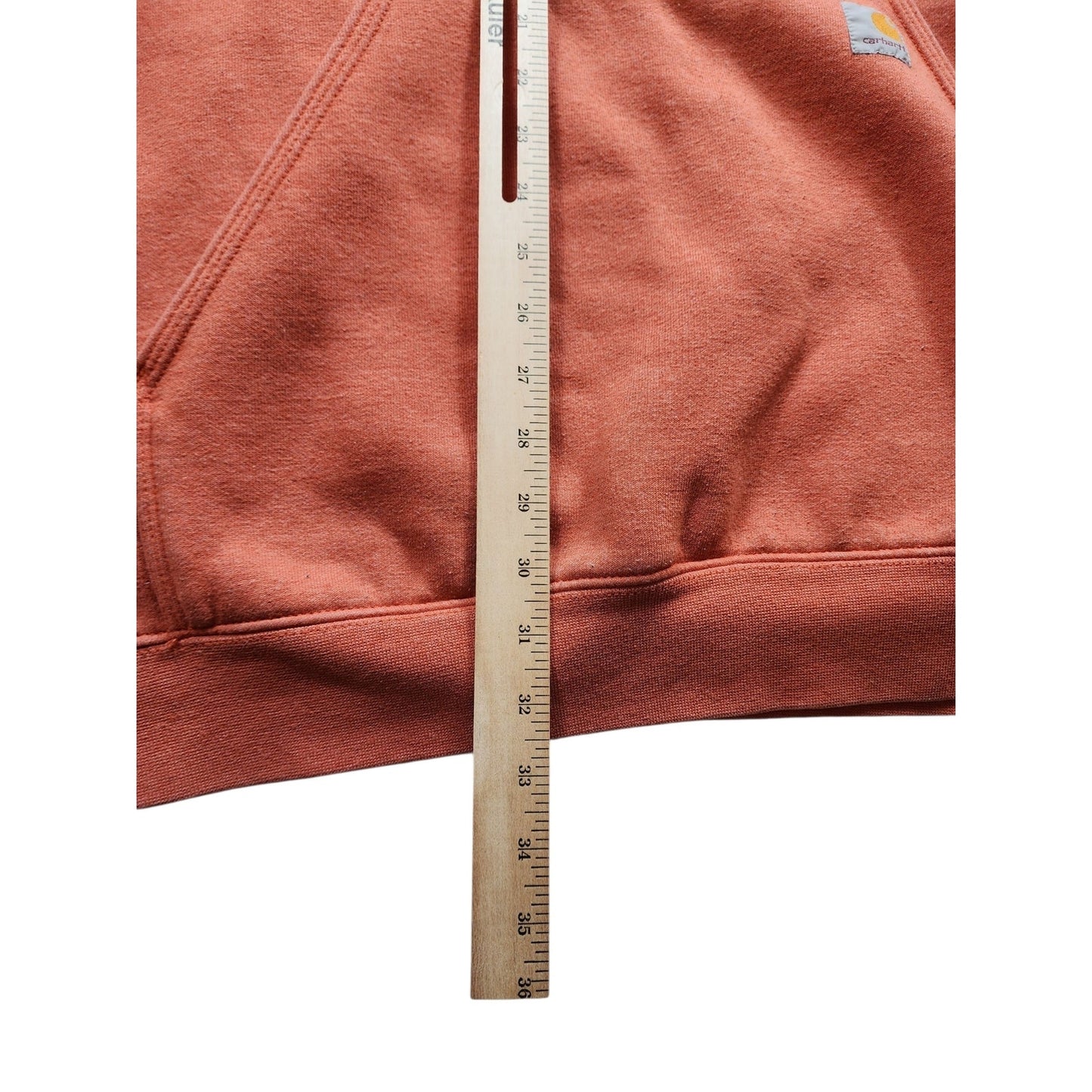 Carhartt Hoodie Mens XL Loose Fit Logo Sleeve Sweatshirt Rust Orange Pullover