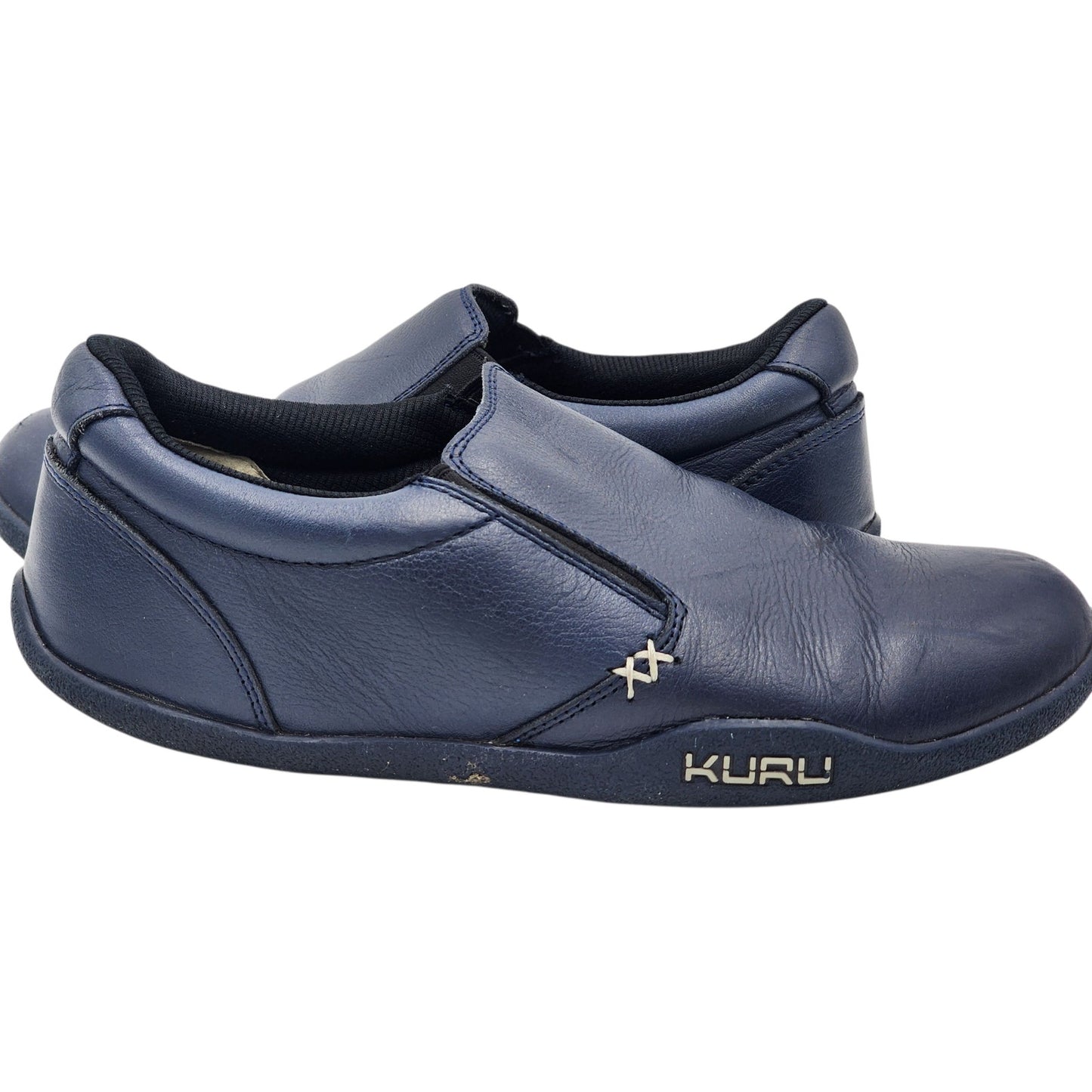KURU Shoes Womens 11.5 Blue Leather Slip On Comfort Casual Walking Kivi Plantar