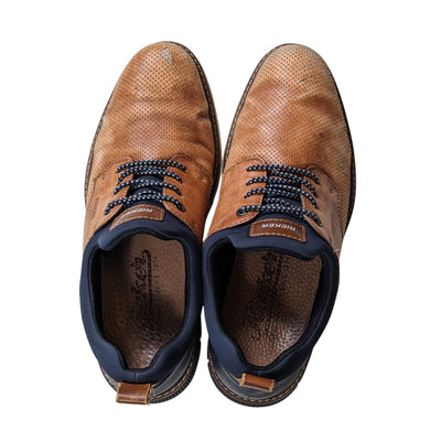 Rieker Shoes Mens 8.5 EU 41 Brown Leather Perforated Derby Sneakers European