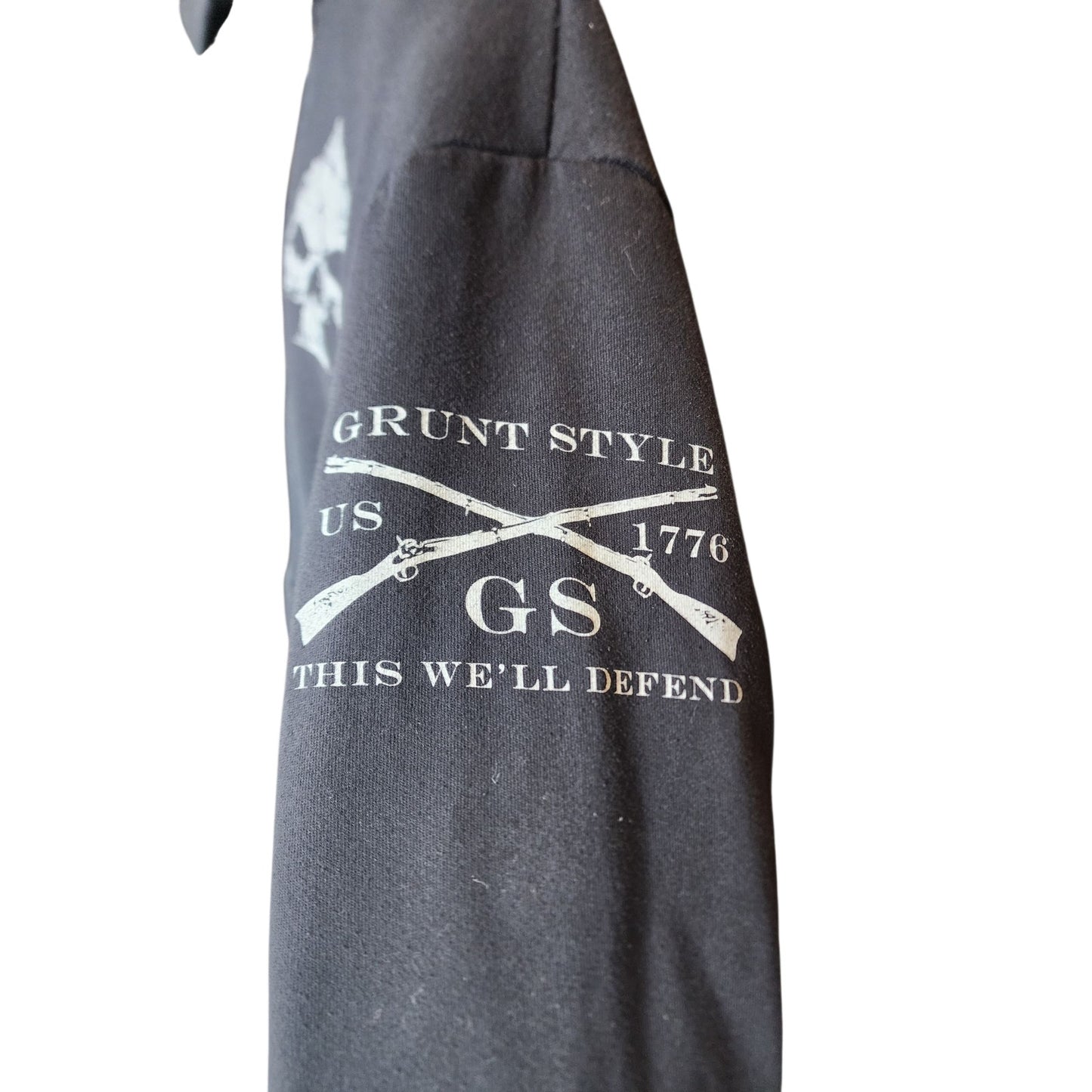 Grunt Style Hoodie Mens XXL Zip Skull Ace Patriotic USA Military Veteran Flag