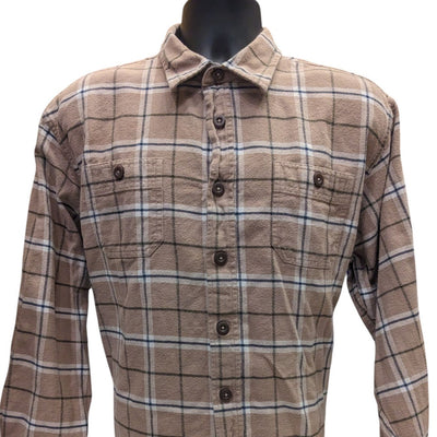 Wrangler Mens XL Brown Flannel Shirt Long Sleeve Button Down Plaid Workwear