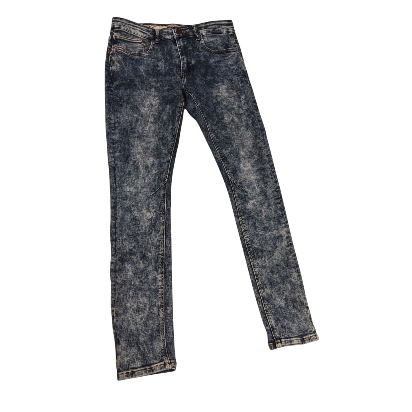 USTORM Jeans Mens Slim Fit 32x32 Blue Acid Wash Distressed Denim Retro Y2K Vibe