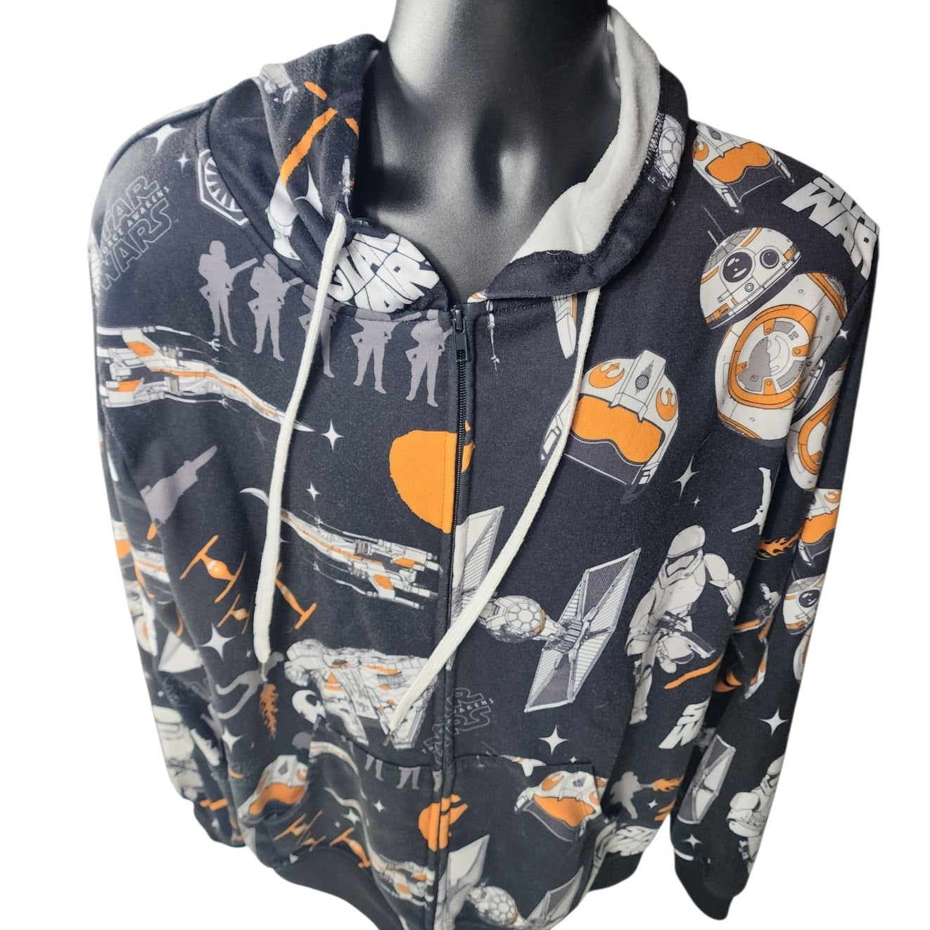 Star Wars Full Zip Hoodie Men Large Womens 2XL BB-8 Millennium Sweatshirt Lounge