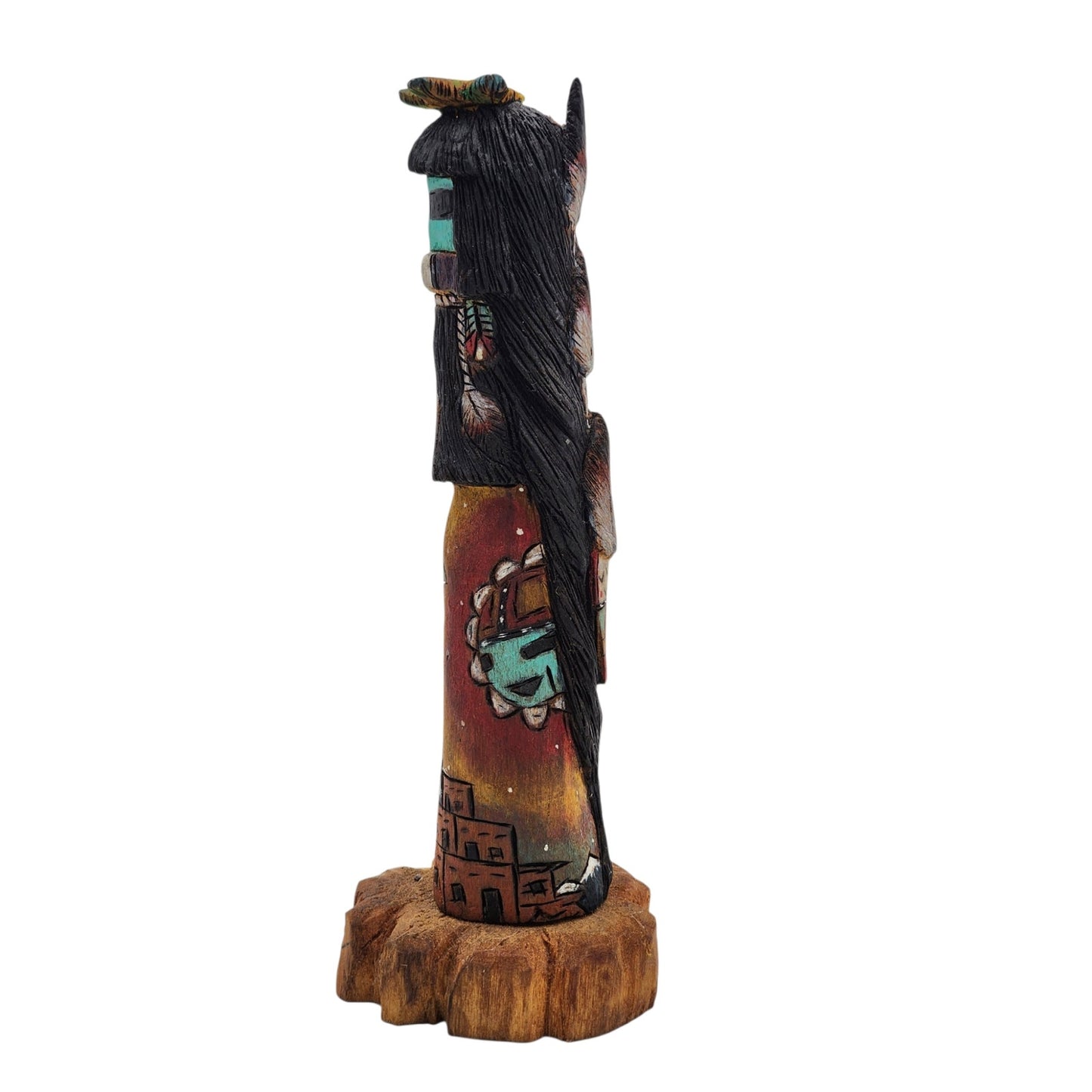 Kachina Long Hair Katsina Signed M. Huma Tewa Hopi First Mesa Native American 8"