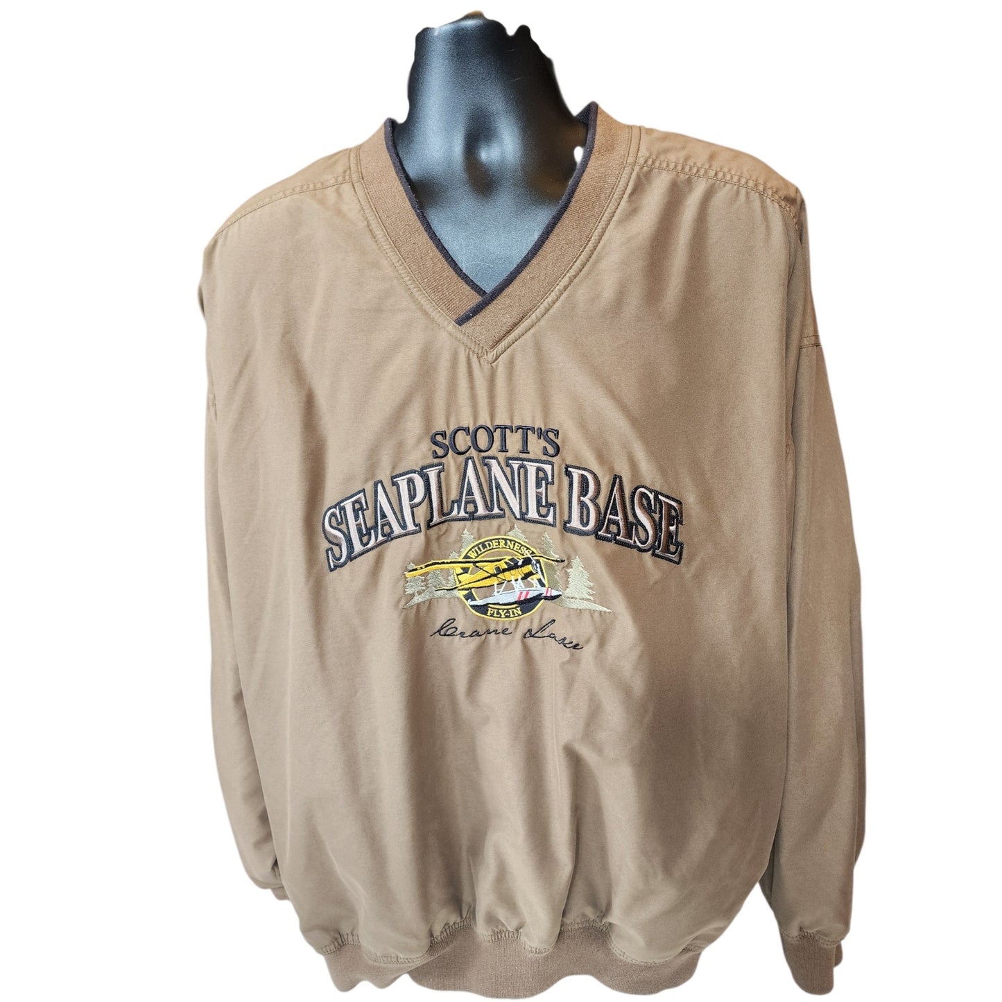 Rivers End Seaplane Pullover Windbreaker 3XL V Neck Vintage Aviation Pilot Y2K