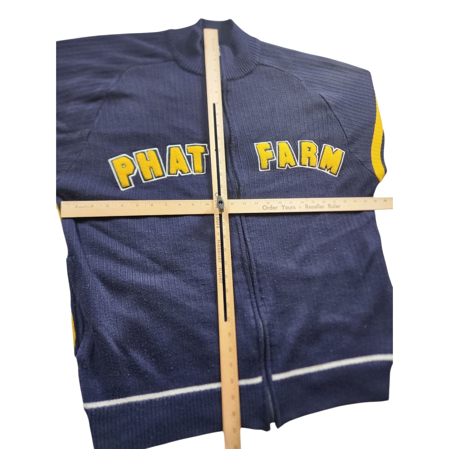 PHAT FARM Vintage Zip Sweater Mens XXXL 3X Y2K Hip Hop Streetwear Varsity Jacket