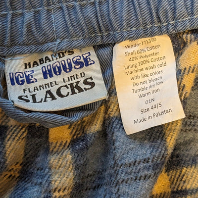 Haband Ice House Flannel Lined Slacks Mens 44 S Blue Elastic Waist Winter Pants