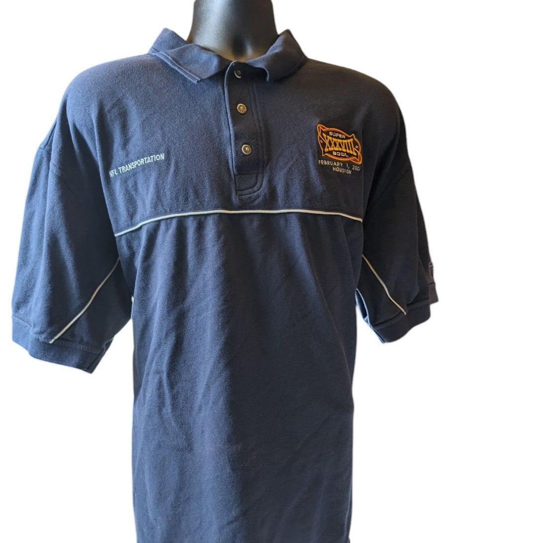 Reebok Golf Super Bowl XXXVIII Polo Shirt Mens XXL NFL Transportation Navy