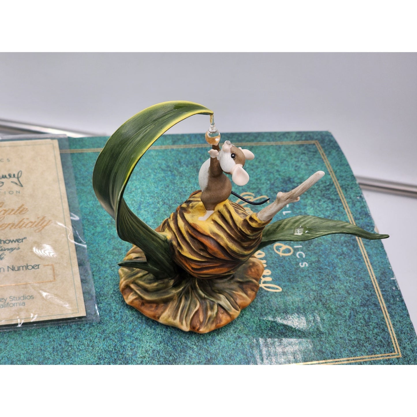 WDCC Bambi "Little April Shower" Field Mouse 50th Anniversary Raindrop Box COA