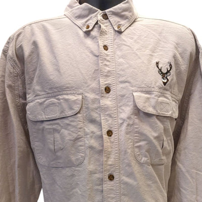 Woolrich Shirt Mens XL Hunting Button Up Deer Embroidered Workwear Vintage