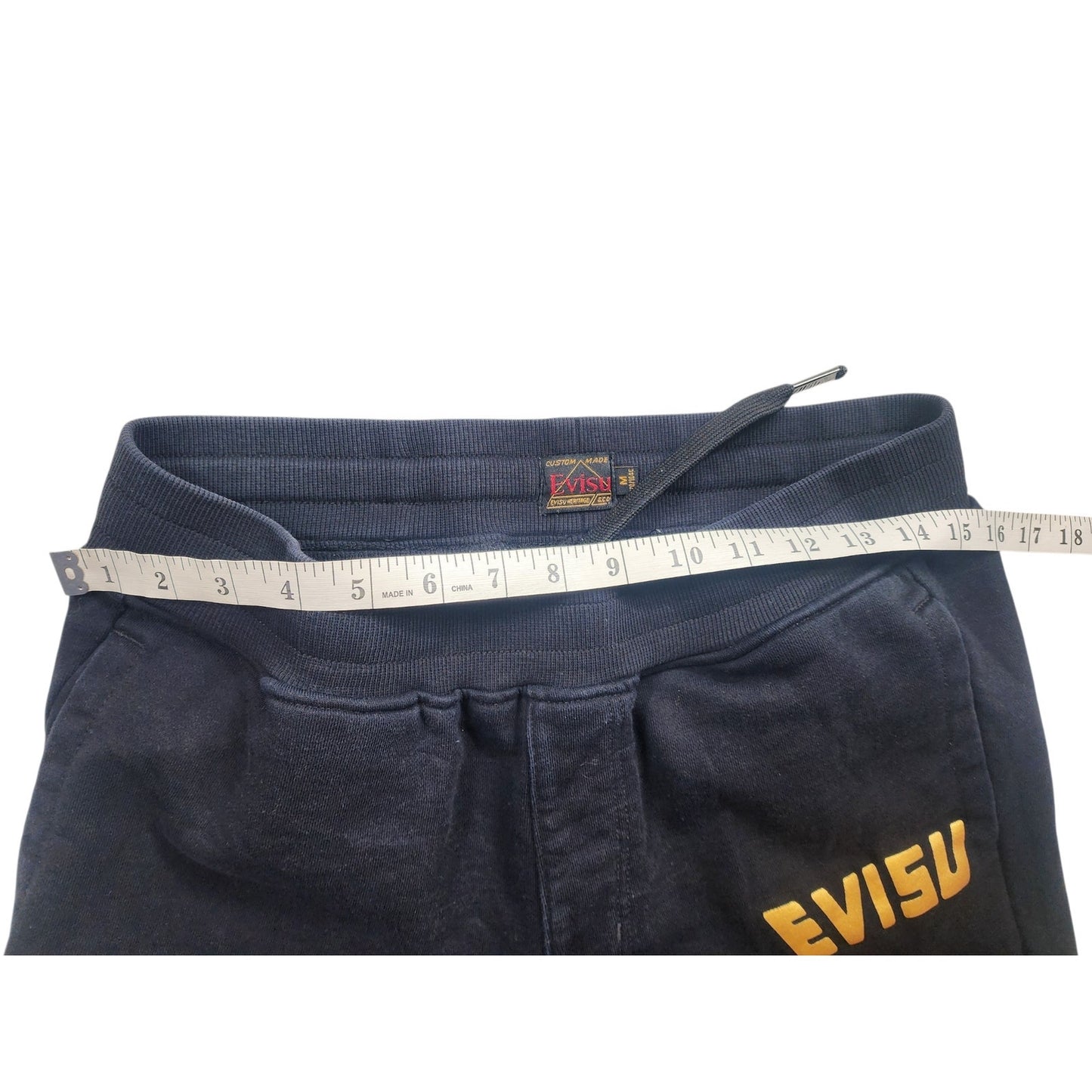 EVISU Heritage Custom Made Sweatpants Men Medium Logo Joggers Streetwear Graphic