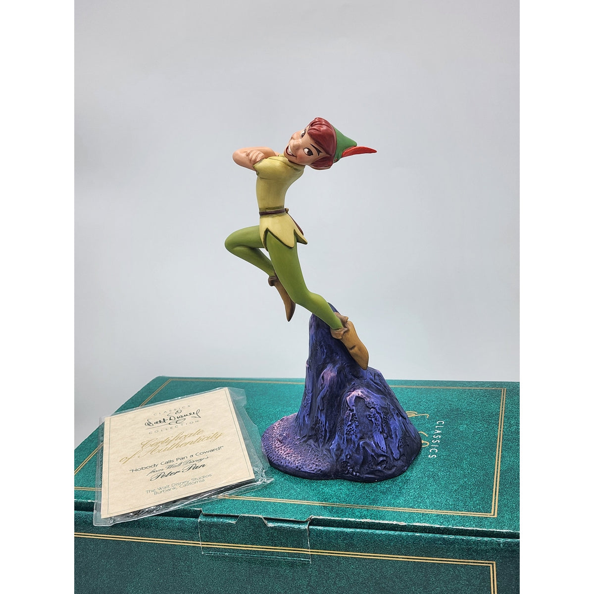 WDCC Peter Pan Figurine Nobody Calls Pan a Coward Vintage Disney Retired Box COA