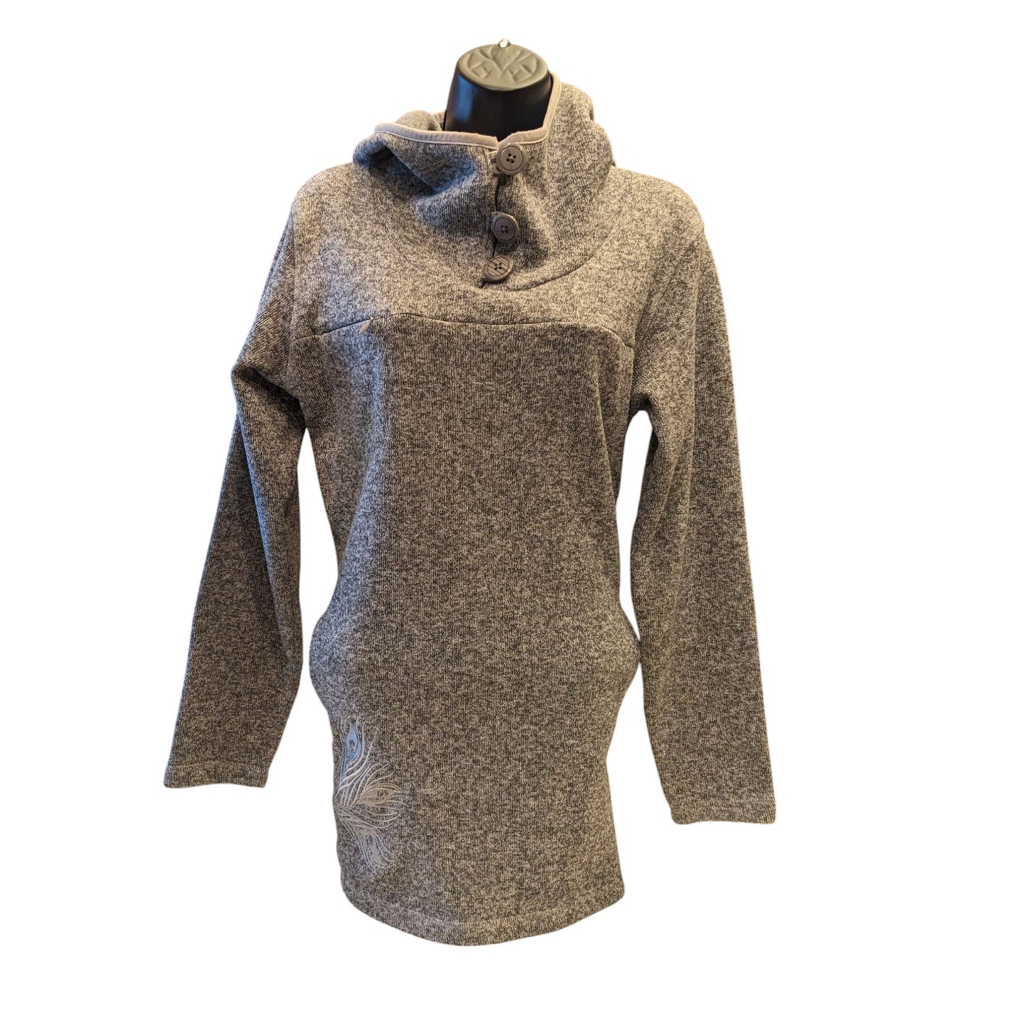 Cabelas Hoodie Tunic Sweater Womens Medium Funnel Neck Pullover Embroidered Cozy