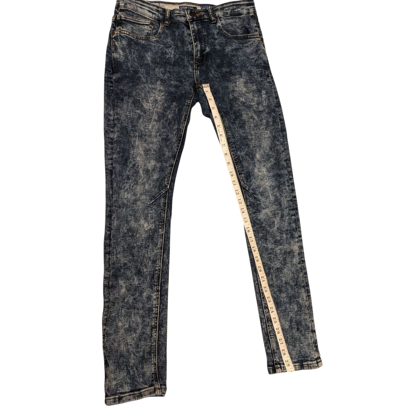 USTORM Jeans Mens Slim Fit 32x32 Blue Acid Wash Distressed Denim Retro Y2K Vibe