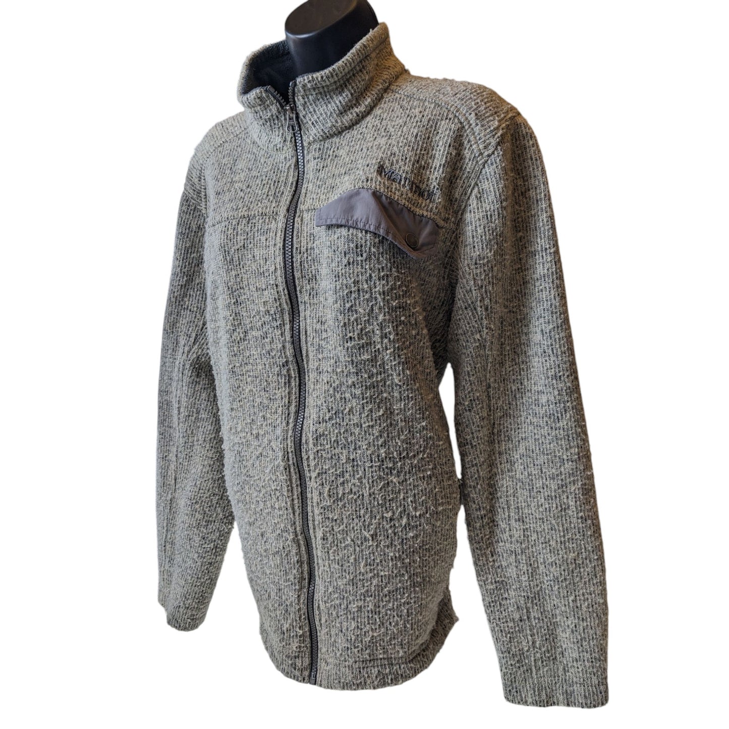 Marmot Full Zip Wool Blend Fleece Jacket Mens Large Gray Outdoor Hiking
