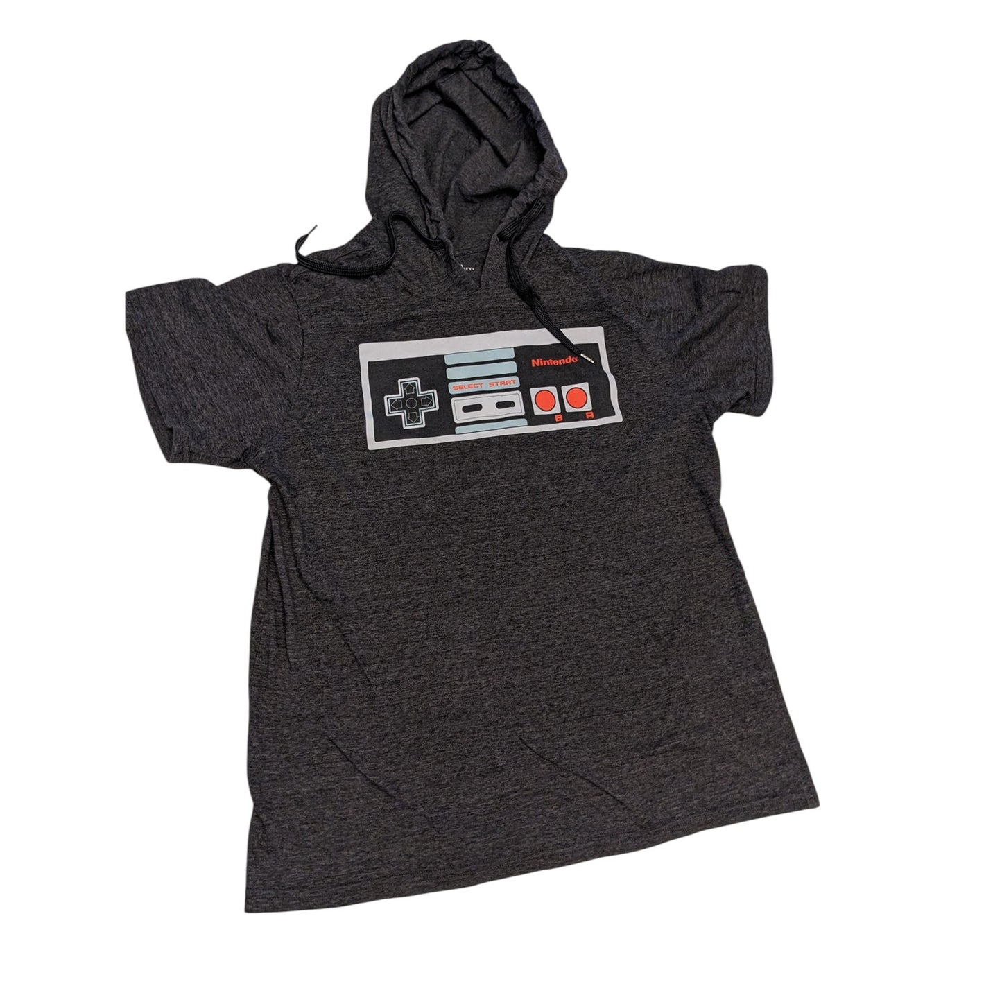 Nintendo NES Hooded T Shirt Women Large Mens Medium Gaming Graphic Tee Geek