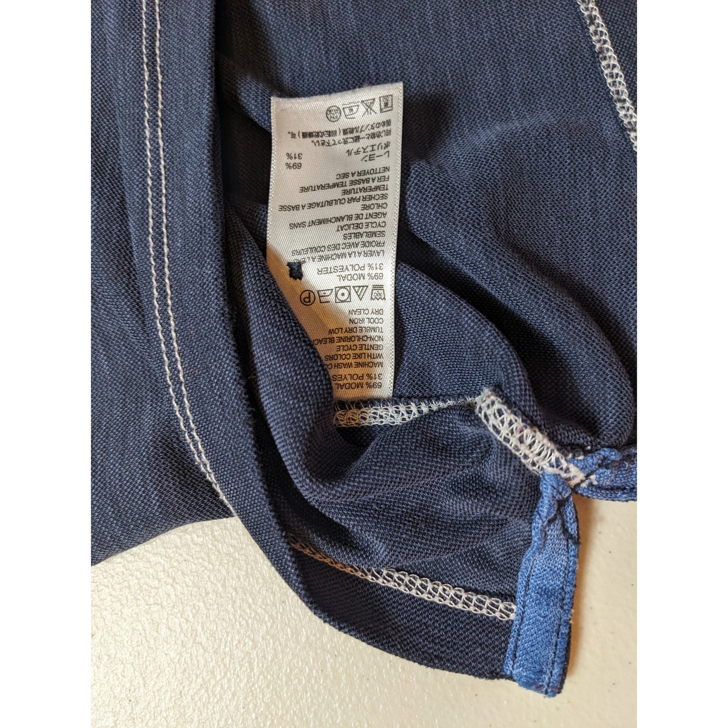 Tommy Bahama Polo Men XL Navy Blue Modal Short Sleeve Contrast Stitch Shirt Prep