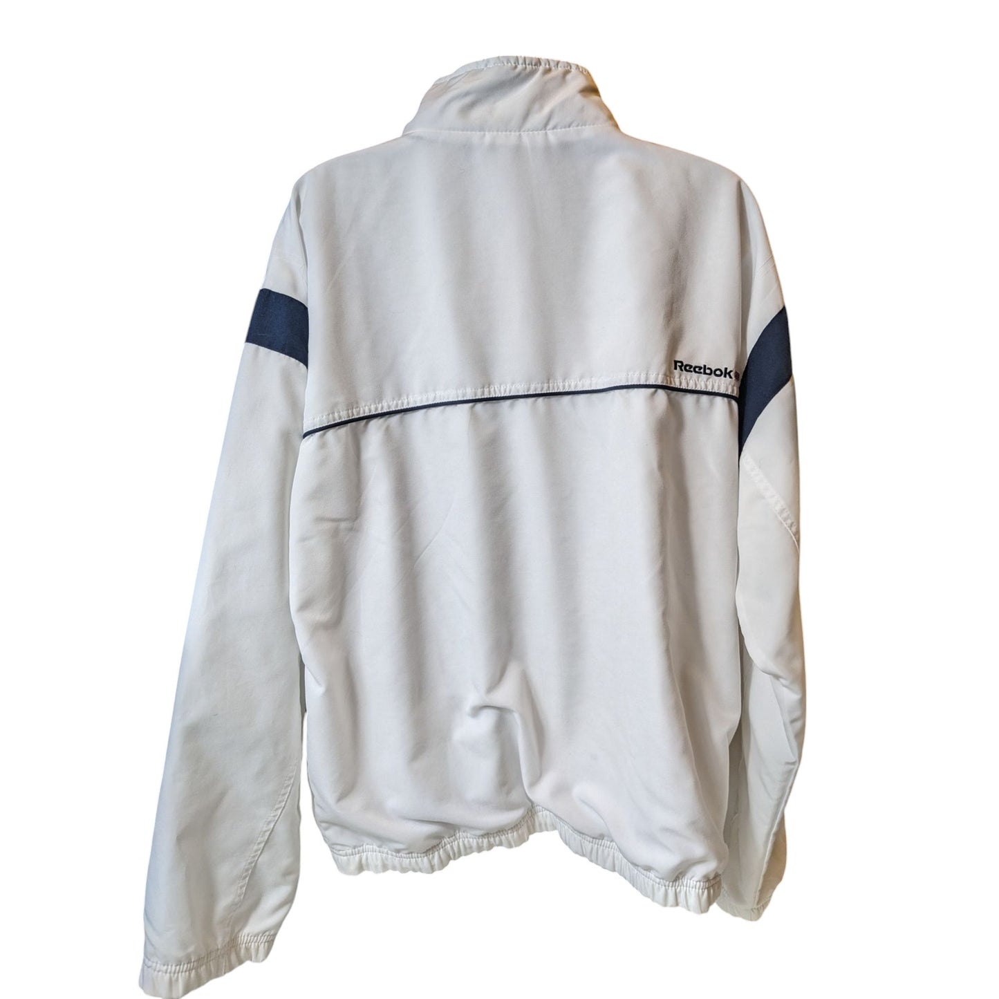 Reebok Classic Track Jacket Womens XL White Navy Full Zip Windbreaker Sporty