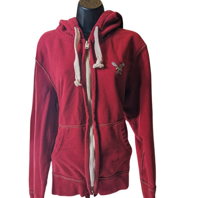 American Eagle Outfitter Men Medium Women Large Red Zip Hoodie Sweatshirt Fleece