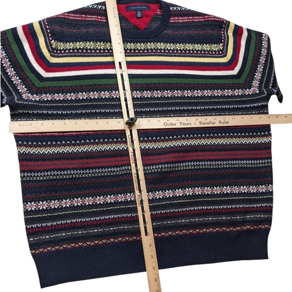 Tommy Hilfiger Sweater XL Fair Isle Nordic Style Crewneck Grandpa Knit Pullover