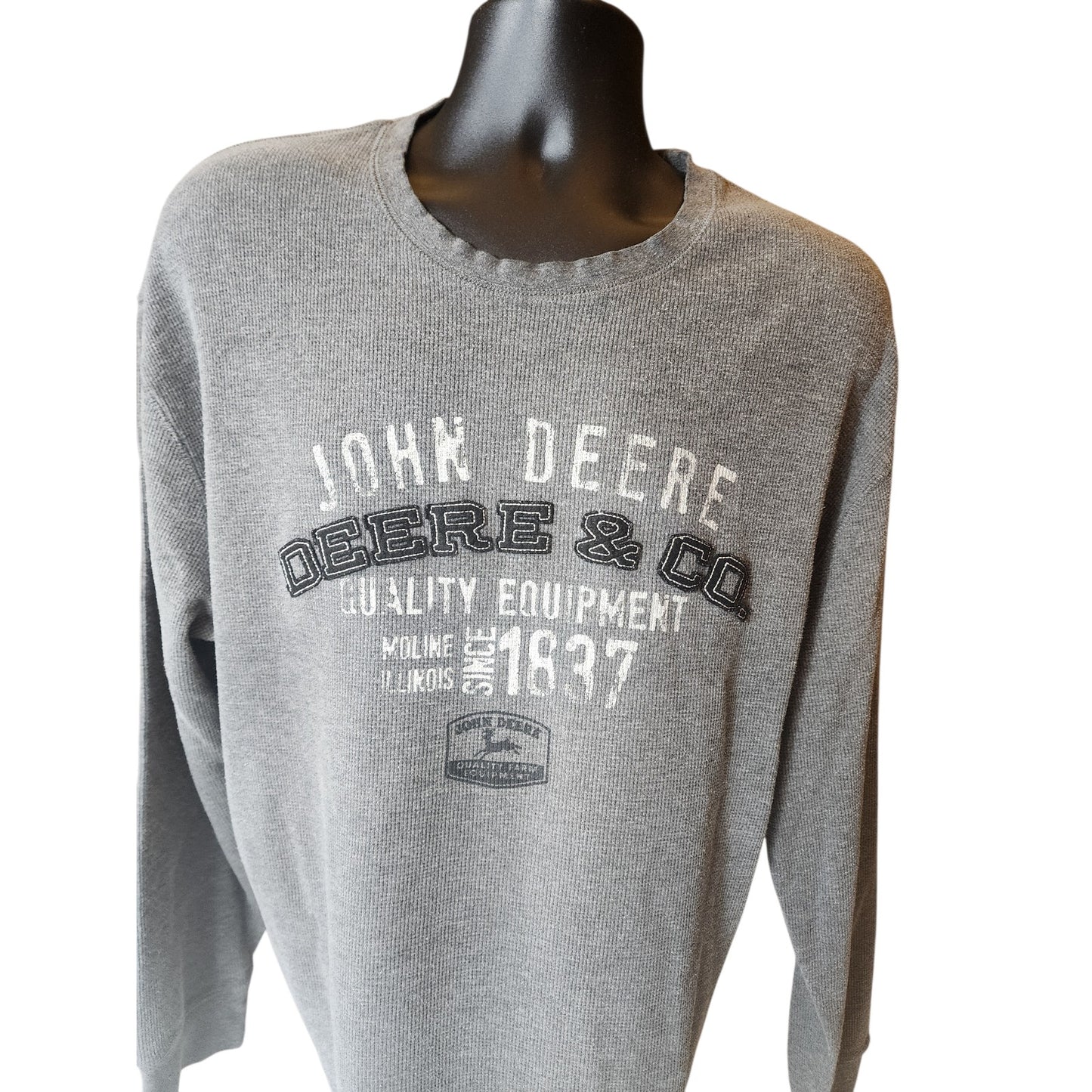 John Deere Long Sleeve Shirt Mens XXL Thermal Waffle Knit Crewneck Casual 1837