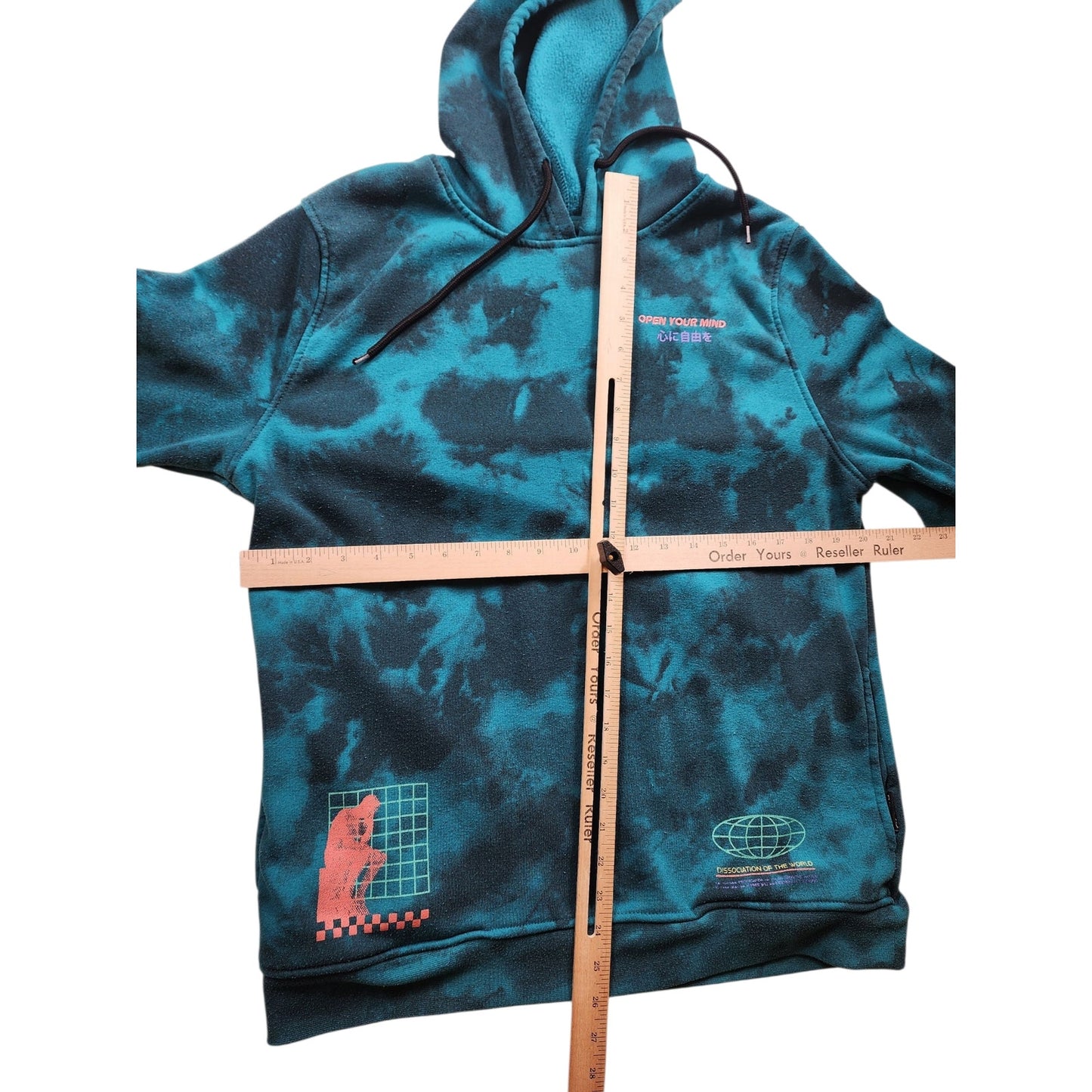 Brooklyn Cloth Hoodie Men Medium Women Large Tie Dye Graphic Open Your Mind Tech