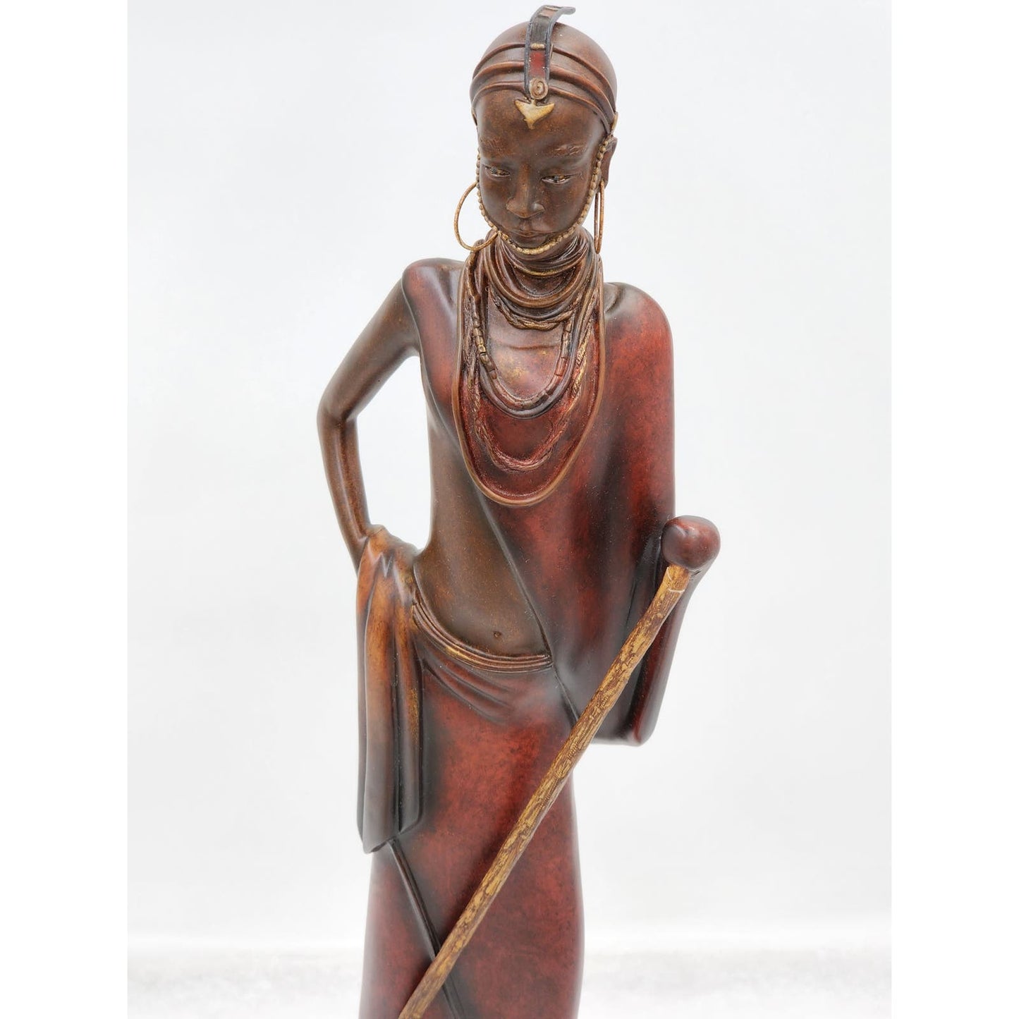 Stacy Bayne African Sculpture Village Life Jaha One Dignity Bronze Patina 21"