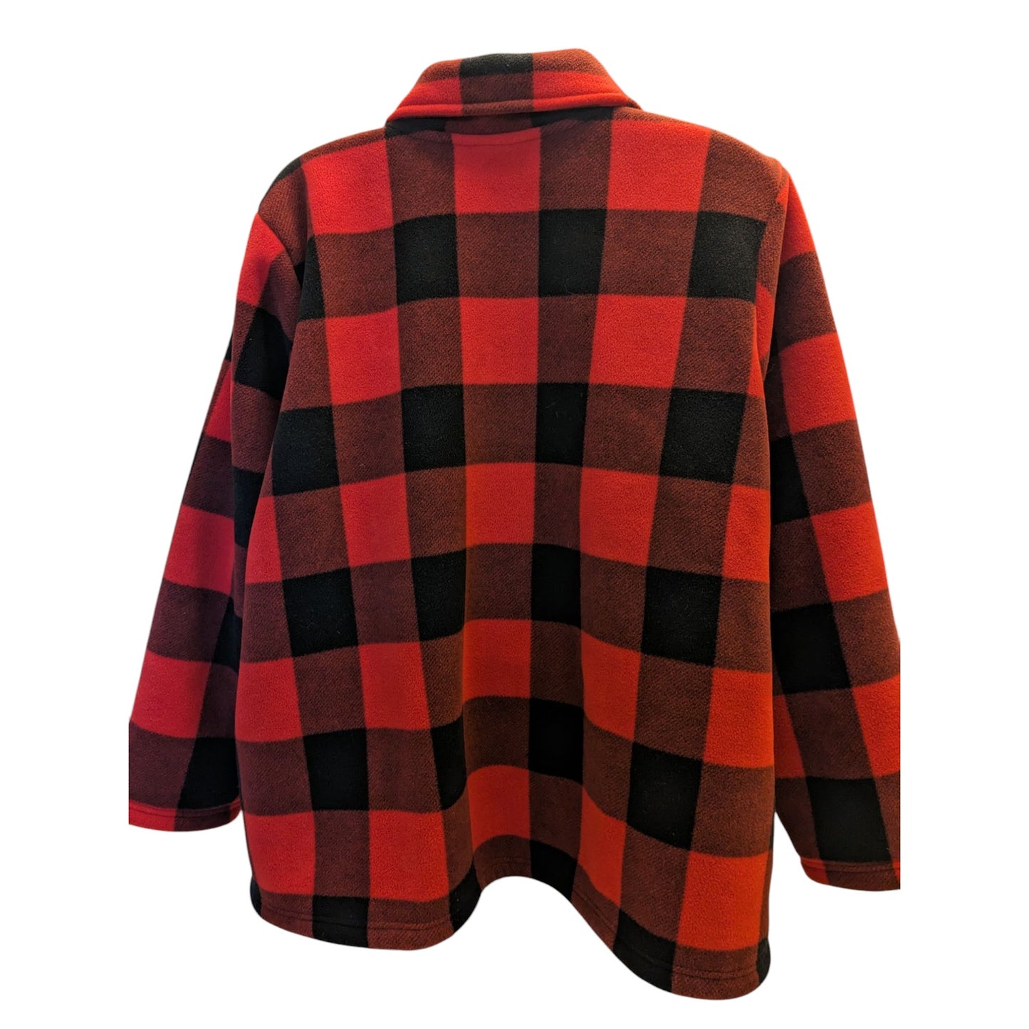 Denim & Co Sherpa Lined Buffalo Plaid Fleece Jacket Women 4X Red Black Button Up