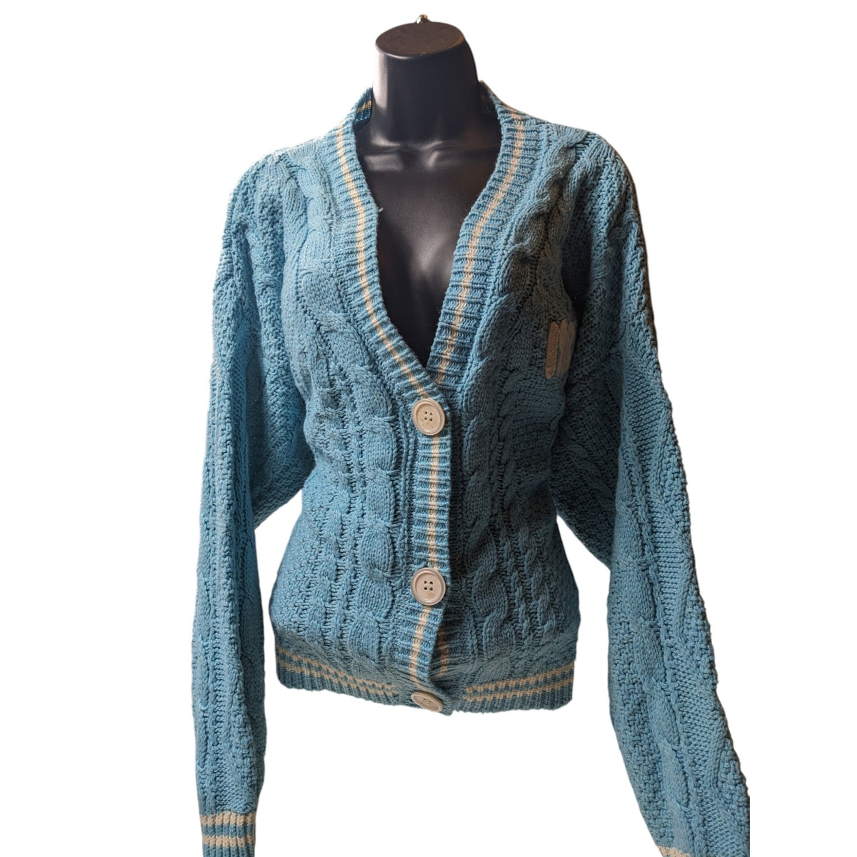 Taylor Swift 1989 Cardigan Womens Medium Large Blue Cable Knit Seagull Button