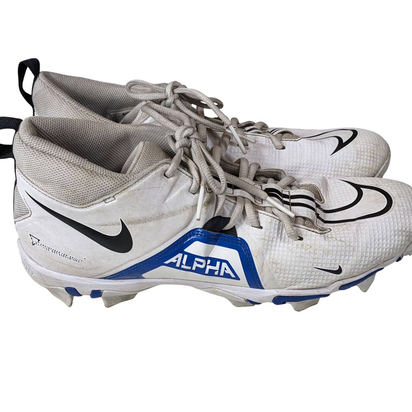 Nike Alpha Shoes Fastflex Cleats Mens 12 White Blue CV0582-101 Turf Football
