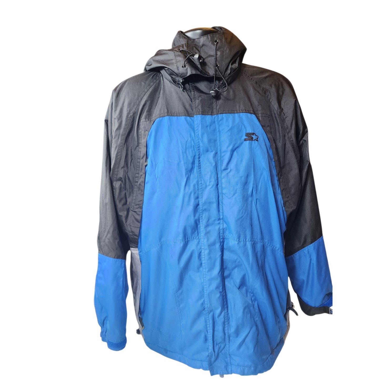 Vintage Starter Ski Jacket Mens Large Hooded Blue 90s Y2K Winter Coat Snow Retro