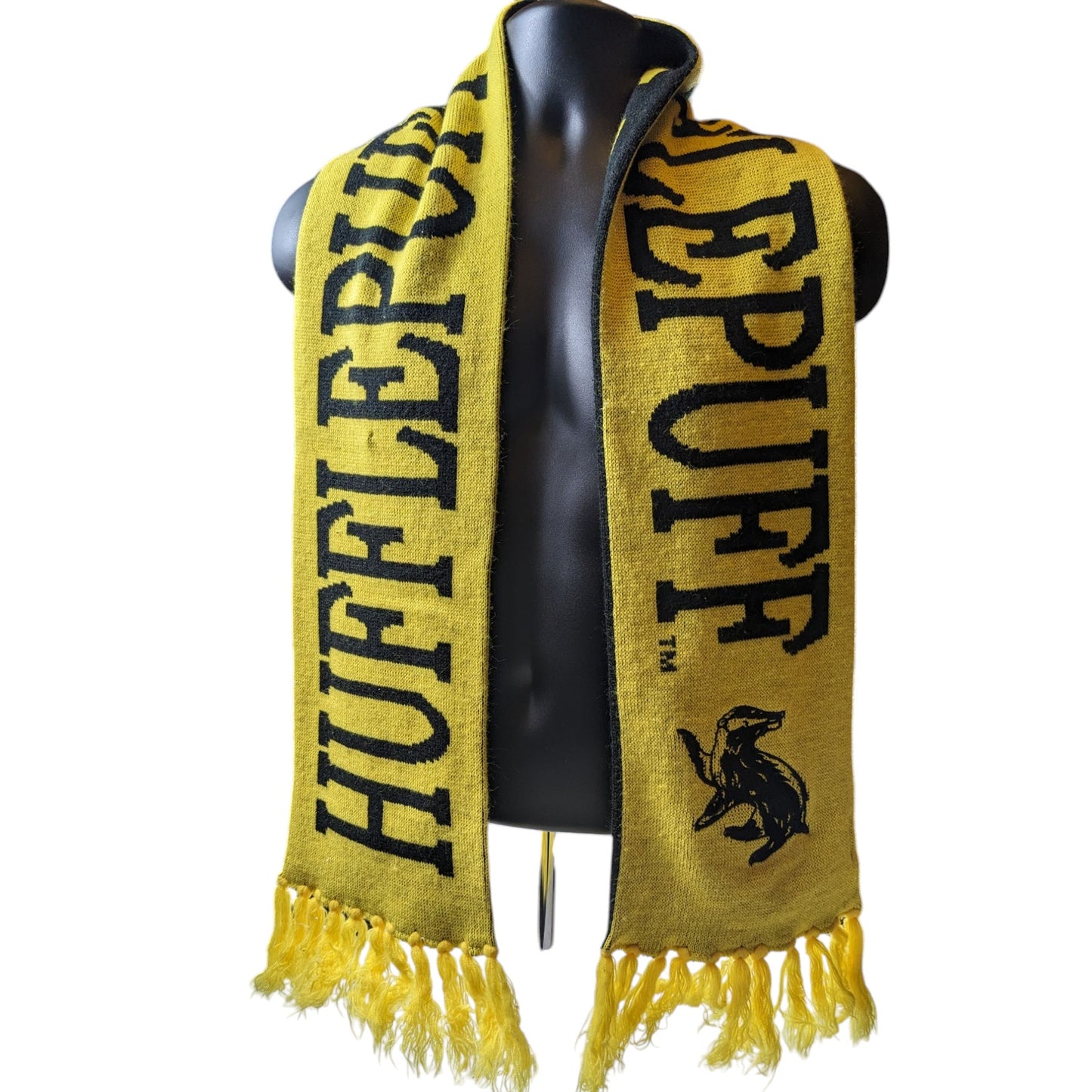 Harry Potter Hufflepuff House Scarf Black Yellow Acrylic Cosplay Costume Nerd