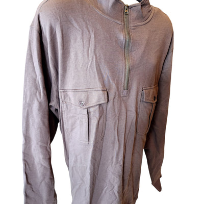 Rustic Ridge Mens Size 2XL Brown Cotton Half Zip Pullover Shirt Button Pockets