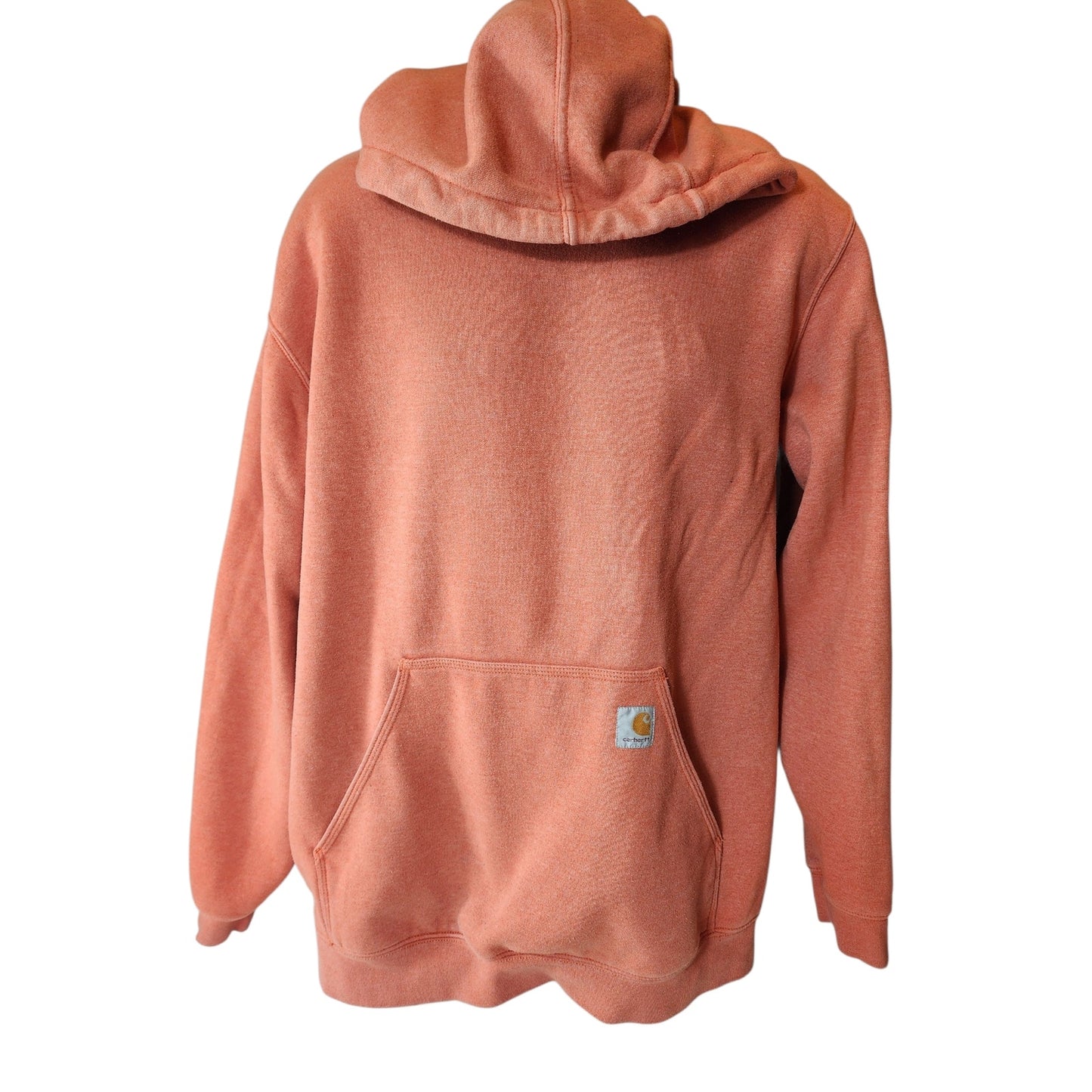 Carhartt Hoodie Mens XL Loose Fit Logo Sleeve Sweatshirt Rust Orange Pullover