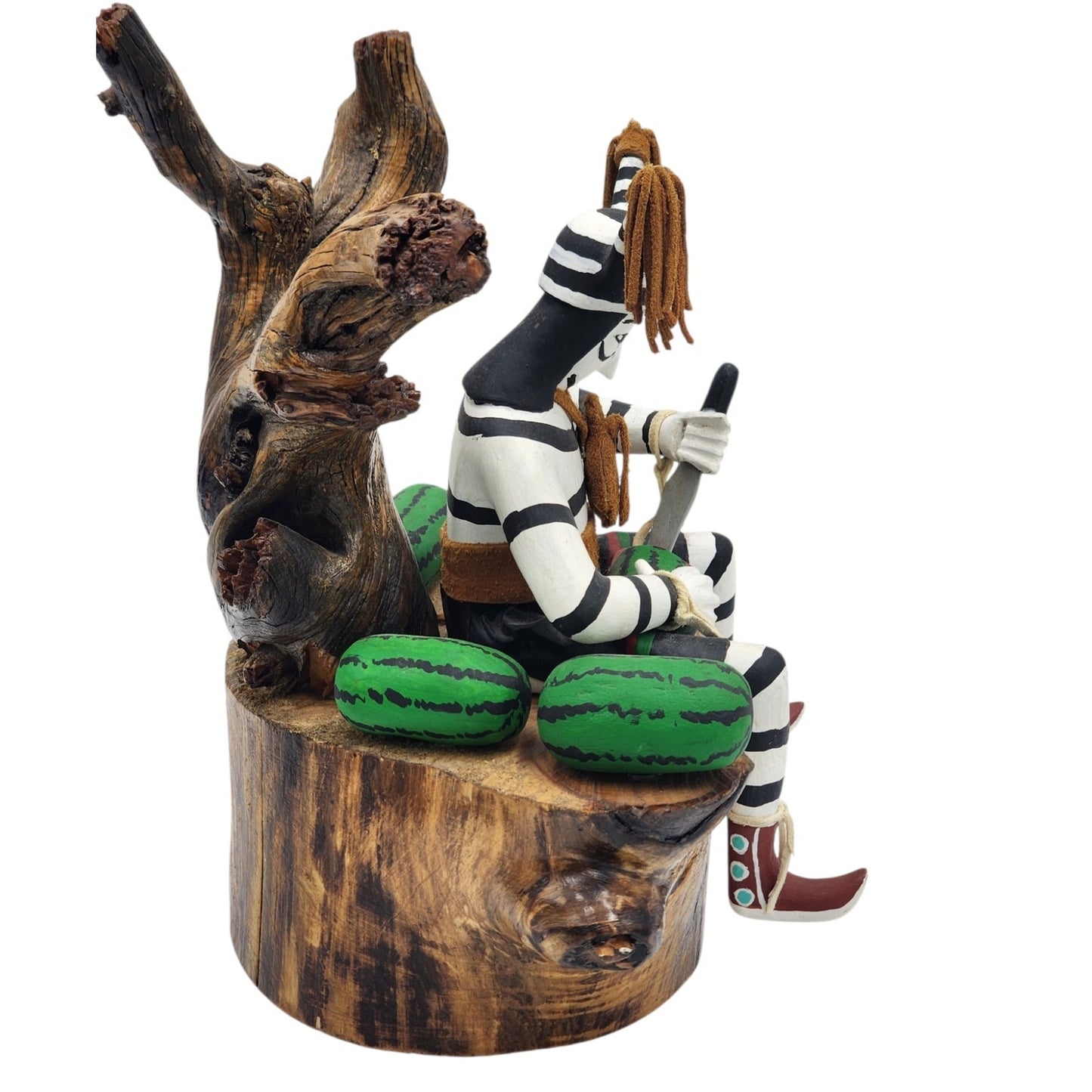 Kachina Southwestern Native American Style Koshare Clown Watermelon Wood Carving
