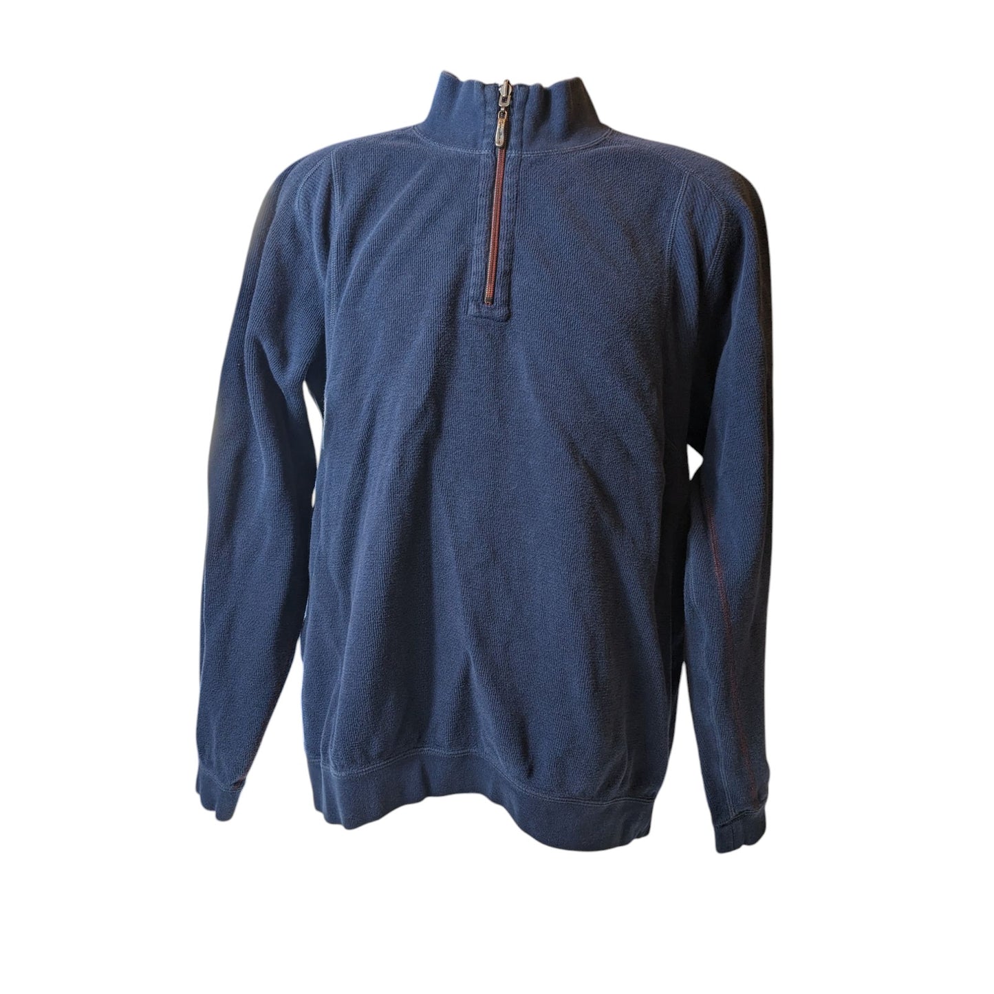 Tommy Bahama Pullover Sweatshirt Mens Large Zip Navy Blue Fleece Preppy Warm