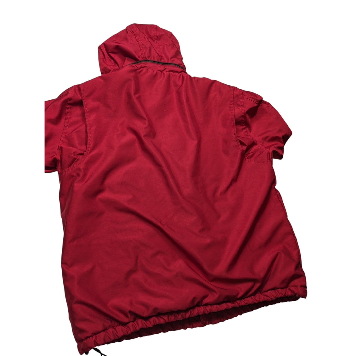 Chaps Jacket Mens Large Red Hooded Full Zip Fleece Lined Windbreaker Coat Hiking